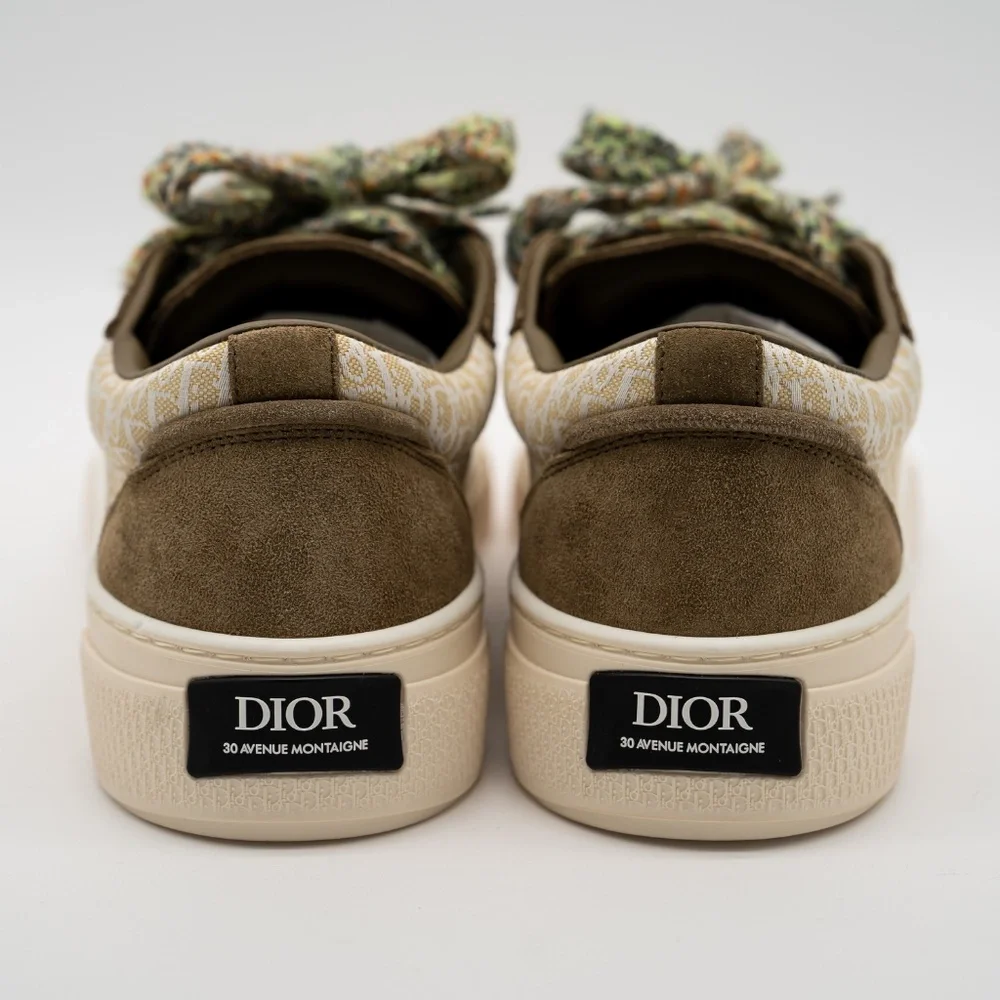 size 43eu 10 US Dior B33 Tennis Green Khaki Suede Sneakers Canvas - Picture 5 of 13
